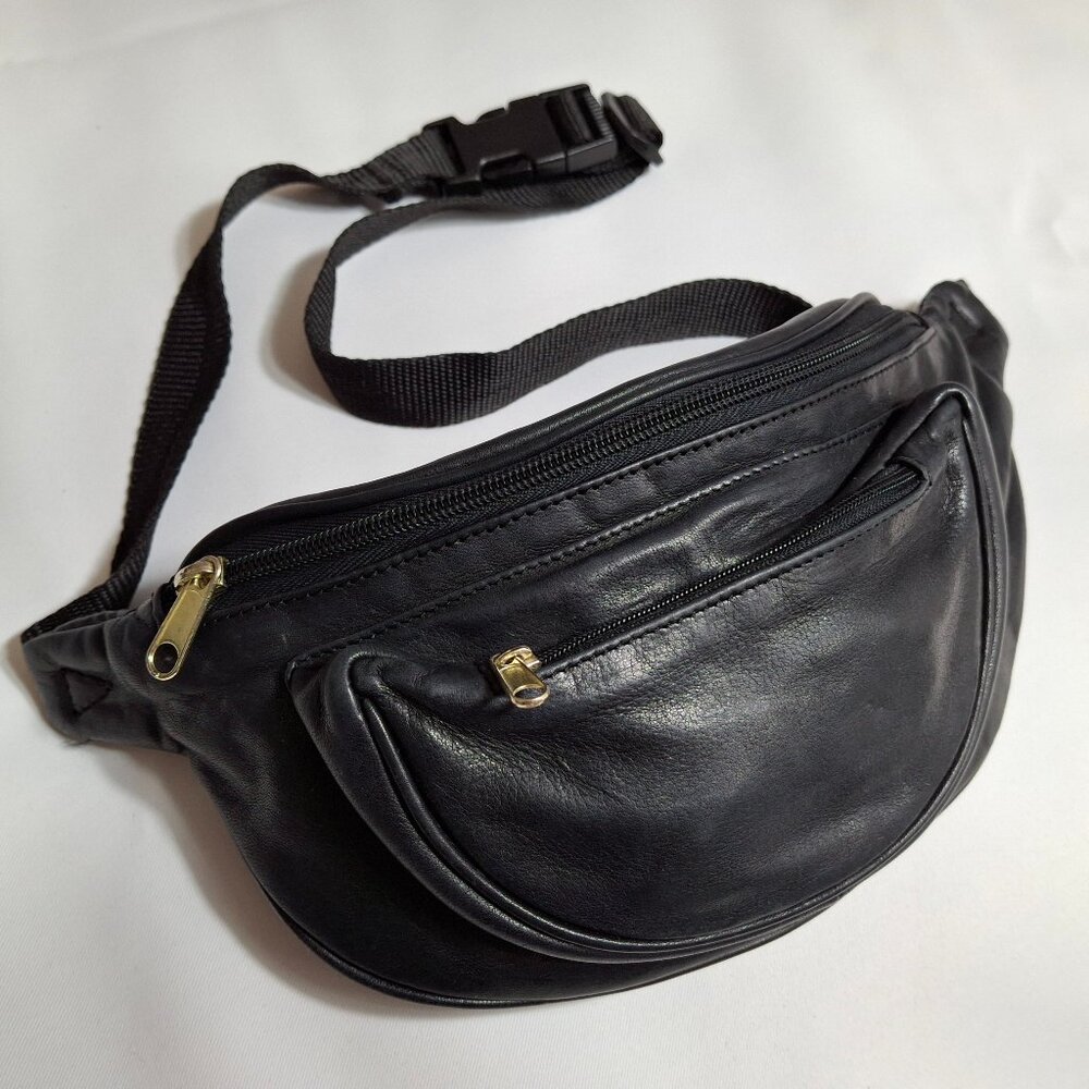 Vintage Boulder Ridge Glove Tanned Leather Fanny Pack Crossbody Pack 3 Pockets